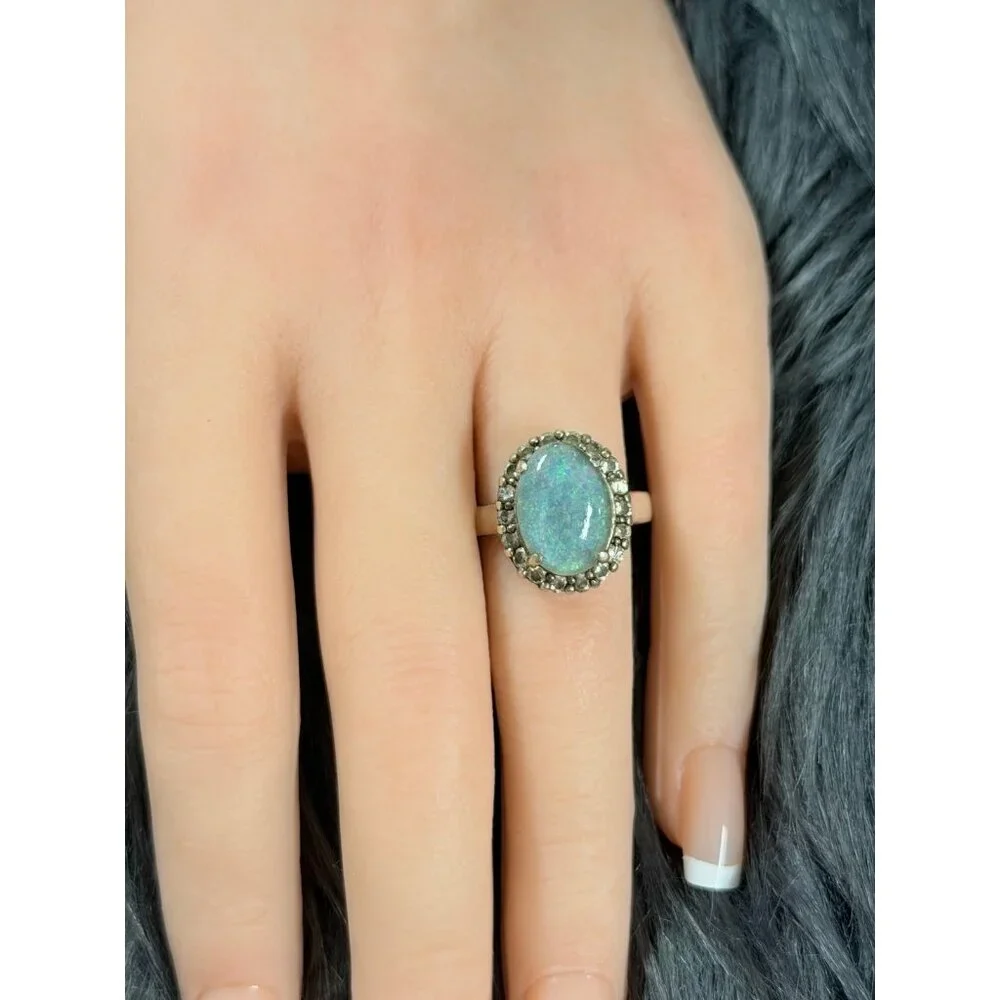 Silver‎ 925 Opal/Cz Ring